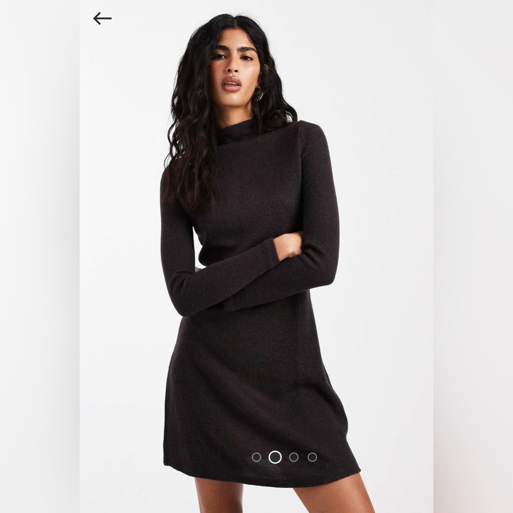 Vero Moda rib knit mock neck mini dress in chocolate brown brand new size small